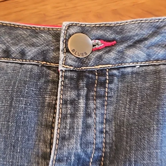 Baccini Blue Denim Mini Skirt Skort Sz 12 Rich Classic Bohemian Old Money Preppy - Picture 4 of 8